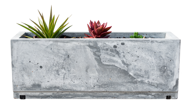 Vibrant planter, a flourishing display of diverse plants in lush green garden 