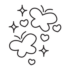 butterfly doodle icon transparent background