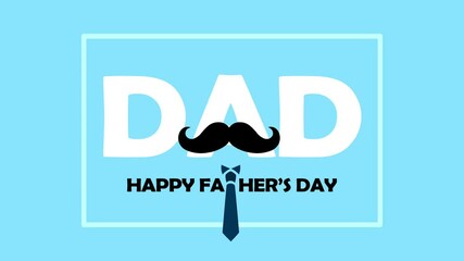 happy father's day animated background happy father's day greetings i love you blue mustache and tie 4k looping
