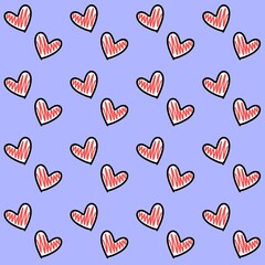 Heart shape seamless pattern. Hand drawn love seamless pattern. For valentine's theme design
