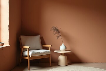 Tranquil reading nook warm cozy setting