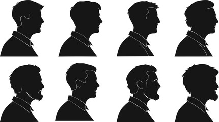 Man profile silhouette vector illustration portrait head face avatar person design graphic art drawing vector