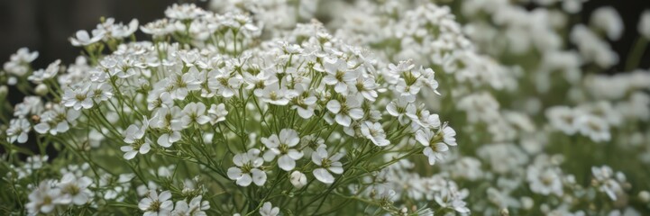 Fototapeta premium Delicate gypsophila blooms, tiny white petals, close-up view , element, small