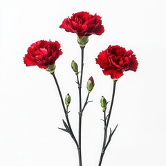 Carnations arrangement still life on a white background