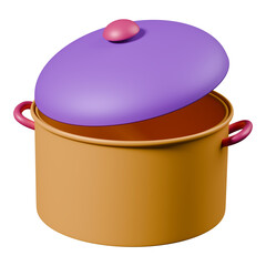 3d illustration cooking pot with lid