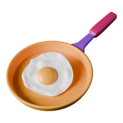 3d fried egg in a pan