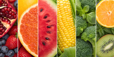 Collection of fresh fruits and vegetables