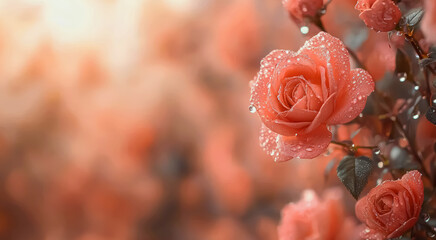 Valentines poetic scene adorned with gentle pastel garlands and faint handwritten script, drifting across a muted rose canvas punctuated by translucent heart shapes in quiet celebration background jpg