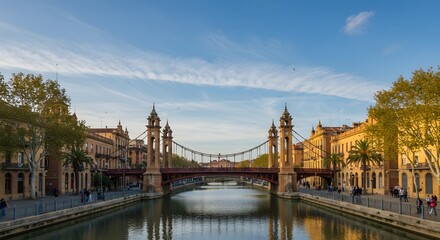 Bridge Over River in City
