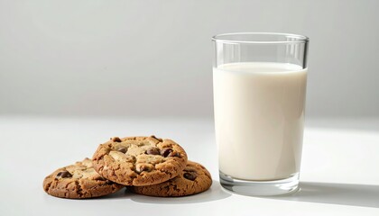 Refreshing glass of milk and delicious cookies, a perfect snack combination refreshing