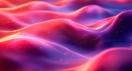 Fototapeta premium Vibrant ripple of abstract energy with dynamic pulses of neon gold and violet, cascading across a dark canvas in rhythmic arcs that conjure the heartbeat of a futuristic metropolis background jpg