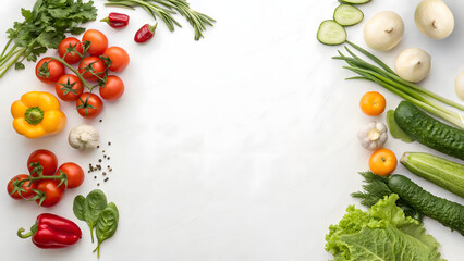Fresh vegetables on white background