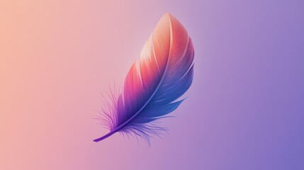 A single colorful feather floating against a smooth gradient backdrop