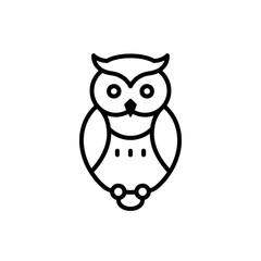 Minimalist Owl Icon - Black and White Line Art