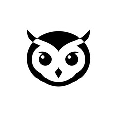Minimalist Owl Logo: Black and White Icon for Education and Wisdom
