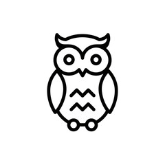 Minimalist Owl Icon: Black Line Art Illustration