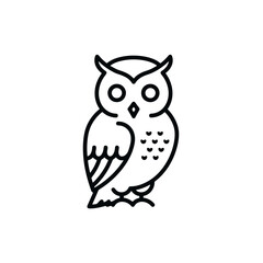 Minimalist Owl Icon: Simple Black Line Art