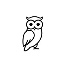 Minimalist Owl Illustration - Black and White Outline