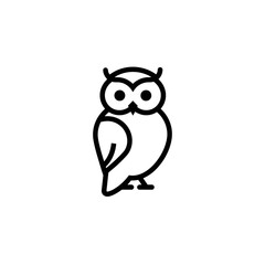 Minimalist Owl Icon: Clean, Elegant Design for Versatile Use