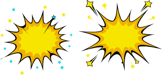 Vibrant Yellow Comic Book Explosion Stars Design Elements for Graphic Design Projects