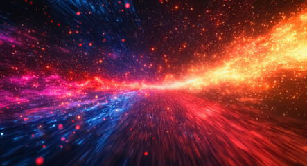 Vivid light burst abstract background ultra realistic depiction of radiating beams of white-hot luminosity, fractal reflections scattering in warm golds and cool silvers across a dark void background 