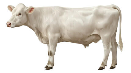 Elegant Charolais Cow Illustration on a Sleek Transparent Background