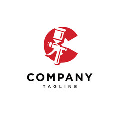 Obraz premium Letter C Spray Gun Paint Logo Icon vector