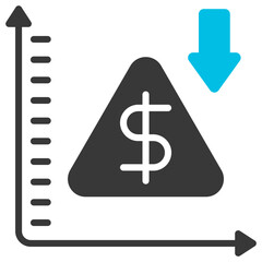 Stagflation Glyph Blue Grey Icon