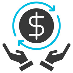 Saving Glyph Blue Grey Icon