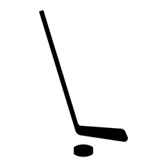Single Hockey Stick and puck with Minimalist Style Illustration