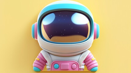 Naklejka premium Cute astronaut, pastel colors, studio shot
