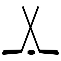 Crossed Hockey Sticks and Puck Sports Equipment Concept