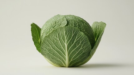 Obraz premium Close-up view of a fresh, green head of cabbage.