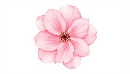 Elegant pink flower blossom on pure white background, a stunning floral display