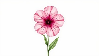 Vibrant pink flower in full bloom on a pristine white background, captivating closeup