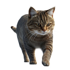 Obraz premium Tabby Cat Sitting and Looking Over Shoulder Isolated