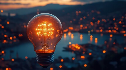 light bulb on the background of the sun