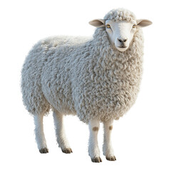  Pair of Woolly Sheep Standing Together Isolated on White