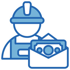 Wages Blue White Icon