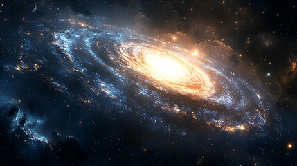 Fototapeta premium Vast spiral galaxy formation in deep space.