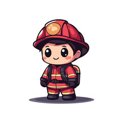cute mascot firefighter vector design