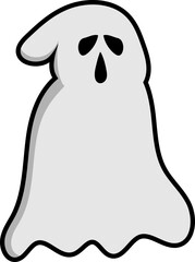 Scary White Ghost Cartoon Illustration Set