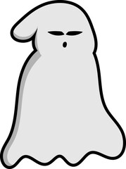 Scary White Ghost Cartoon Illustration Set