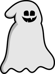 Scary White Ghost Cartoon Illustration Set