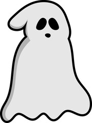 Scary White Ghost Cartoon Illustration Set