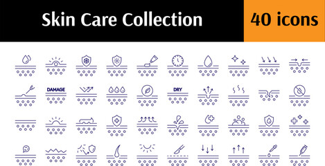 Set of Line Icons of Skin Care. Minimalistic Linear Pictogram for Web and Graphic Design, Apps, Banners, Social Network and Cards