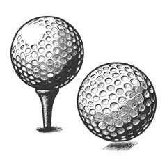 golf ball, showcasing texture and dimples sketch