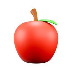 Red Apple with Leaf 3D