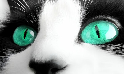 Close Up of Cat with Bright Green Eyes