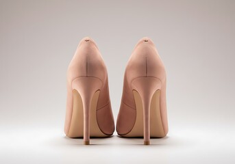 Fototapeta premium Elegant peach-toned stiletto heels in a minimalist composition conveying sophisticated style